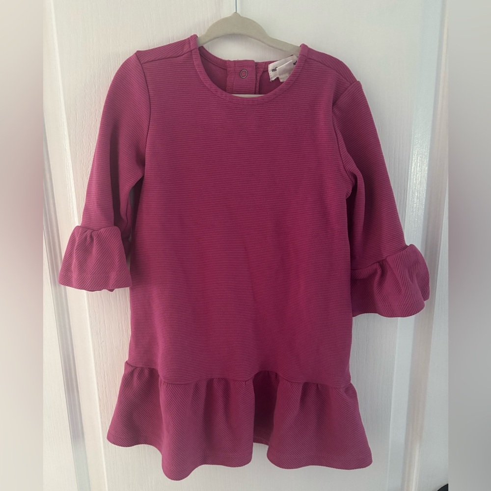 ✅ 3/$10‼️ Toddler Pink Ruffle Long Sleeve Dress 100% Cotton Size 3Y